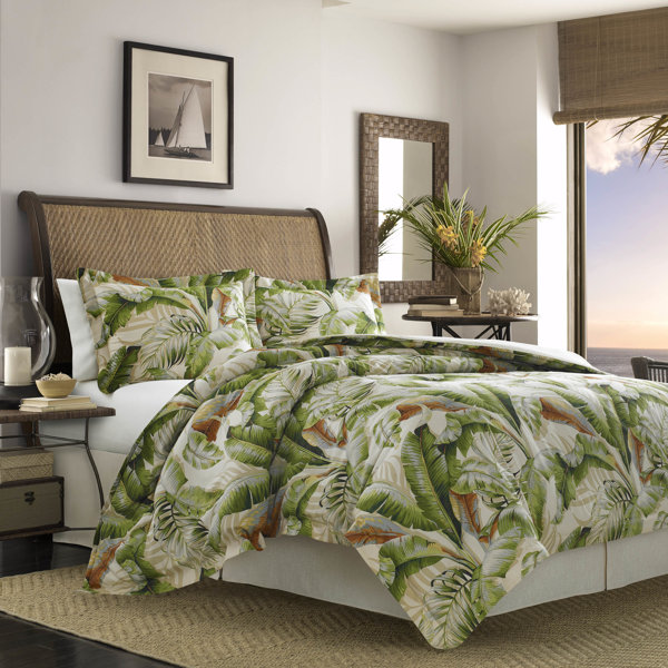 Details about   4pc Tommy Bahama Palm Day Frond QUEEN Sheet Set Tropical Hawaiian Green White 