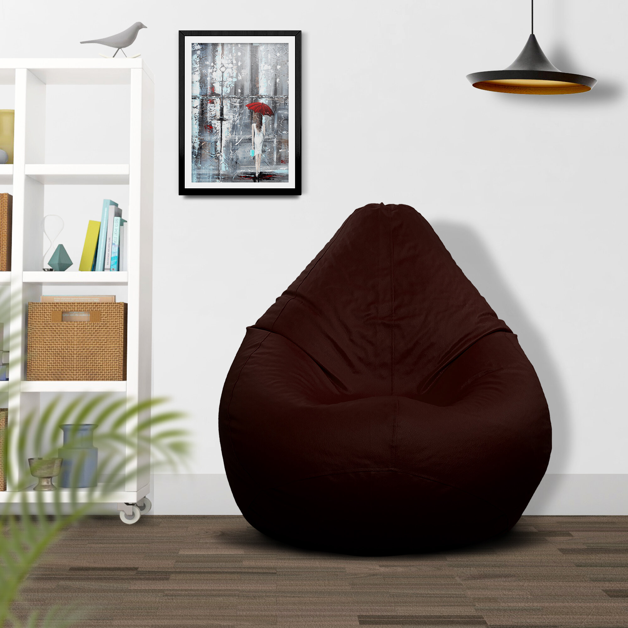 Faux Leather Large Pear Black Kids Adults Gaming Bean Bag with Filling Chair