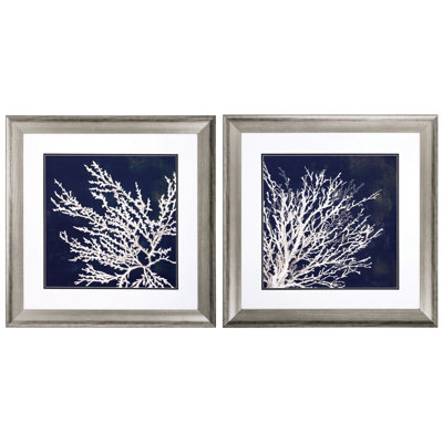 'Coastal Coral' - 2 Piece Picture Frame Painting Print Set