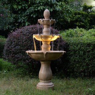 21" Fiberglass Brown Red Rooster w/ Stump Outdoor Water Fountain Garden Decor 