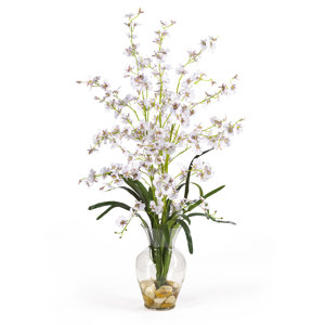 Dancing Lady Liquid Illusion Silk Orchid Arrangement in White