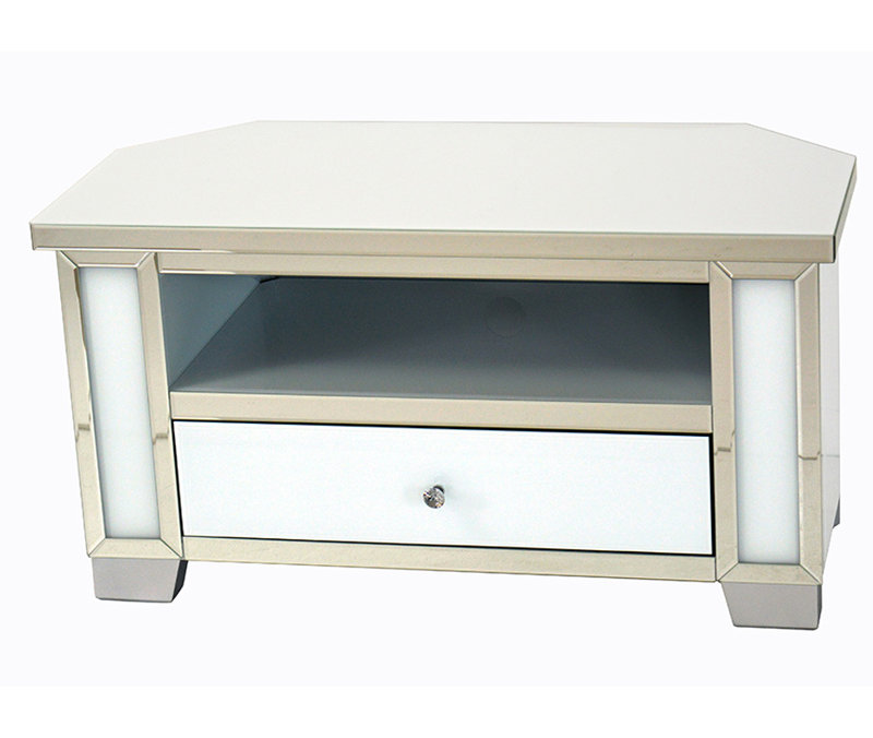 Canora Grey June Mirrored Glass Corner Tv Stand Wayfair Co Uk
