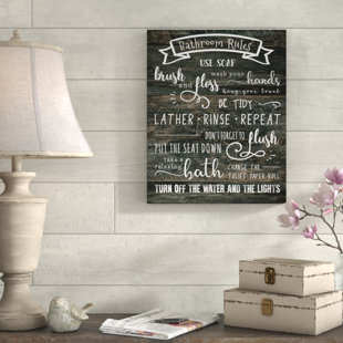 Bath Laundry Wall Art Bathroom Rules Textual Art On Wred Canvas