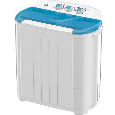 Auertech Portable Washing Machine, Mini Twin Tub Washer With Gravity Drain 9Lbs Washer 5Lbs Spinner