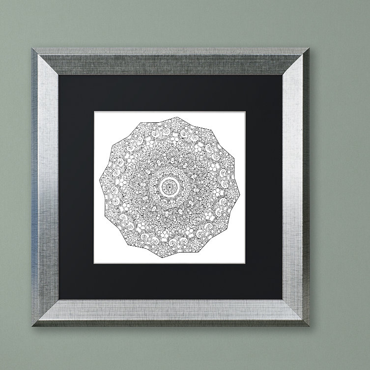 Trademark Art The Sigh Mandala Line Art Framed Graphic Art On Canvas Wayfair