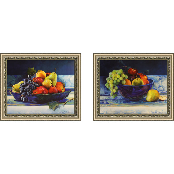 Astoria Grand Fruit In Cobalt Bowl 2 Piece Framed Acrylic