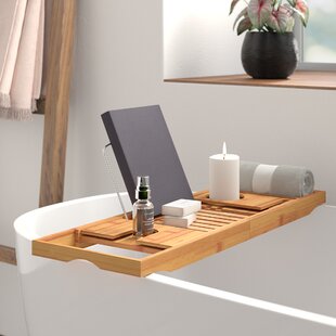 Wine Smartphone Integrated Tablet Book Holders Wooden Bathroom Rack Bamboo Bathtub Caddy Tub Storage Tray with Waterproof Cloth Detachable Sliding Tray Non-Slip Rubber Bathroom Bath Tub Tray 