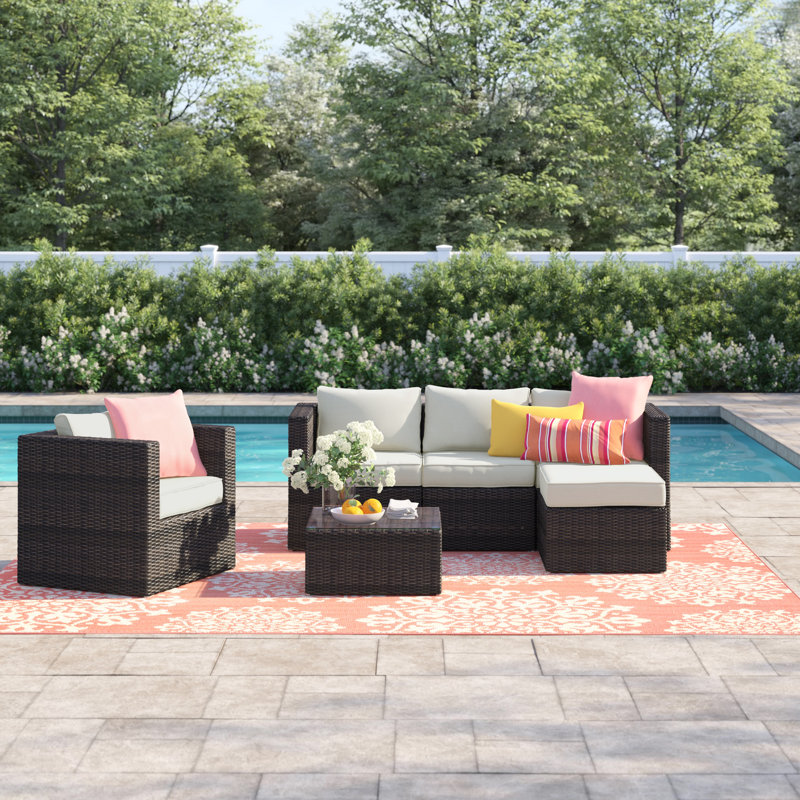 Sol 72 Outdoor Bridgnorth 6 Piece Rattan Sectional Seating Group With Cushions Reviews Wayfair
