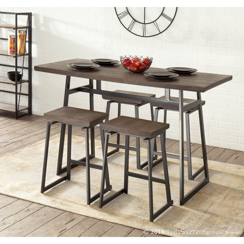 Gracie Oaks Prange Industrial 5 Piece Counter Height Dining Set Reviews Wayfair Ca