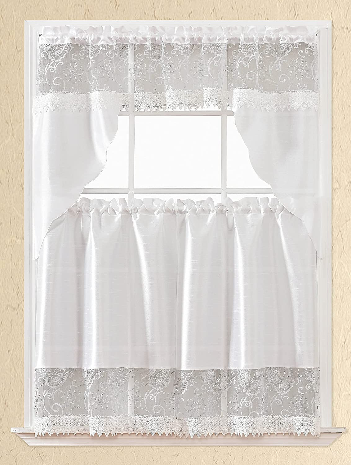 Rosalind Wheeler Ahmeer Swag Kitchen Curtain in White | Wayfair