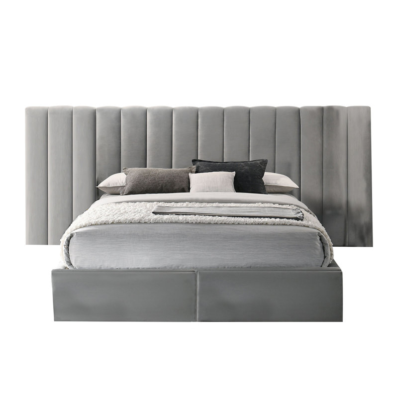 Benjara King Size Vertically Stitched Headboard With 2 Drawers Footboard Black Wayfair Great value for moneyjackandjill62easy to put together, you need two people. wayfair com
