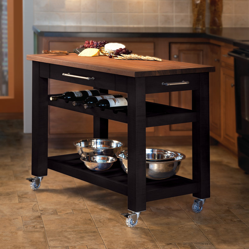 Martins Homewares Metro Mobile Kitchen Island With Solid Walnut