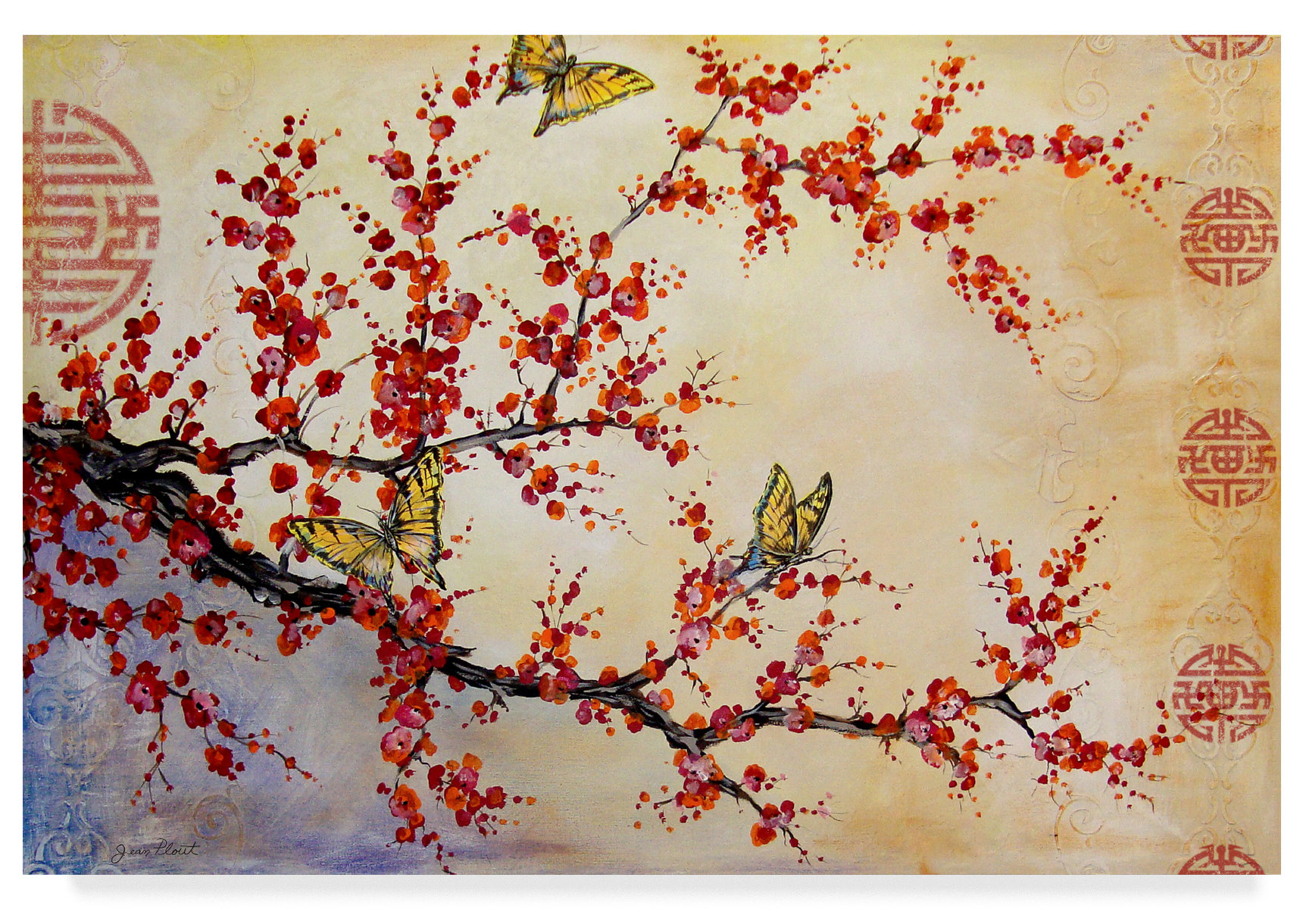 Abstract Canvas Print Butterfly Red /& Cream Unique Wall Art Print Various Sizes