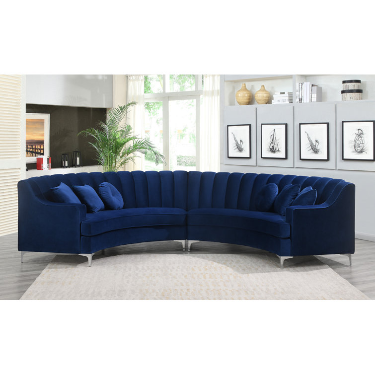 Strouse 141.34" Wide Velvet Symmetrical Modular Sectional