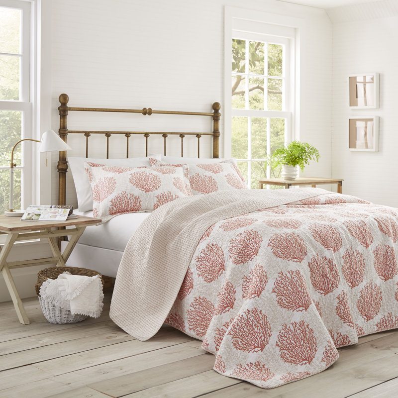 Laura Ashley Coral Coast Reversible Quilt Set Reviews Wayfair Enhance your bedroom decor with laura ashley comforters in iconic prints and floral patterns. coral coast reversible quilt set