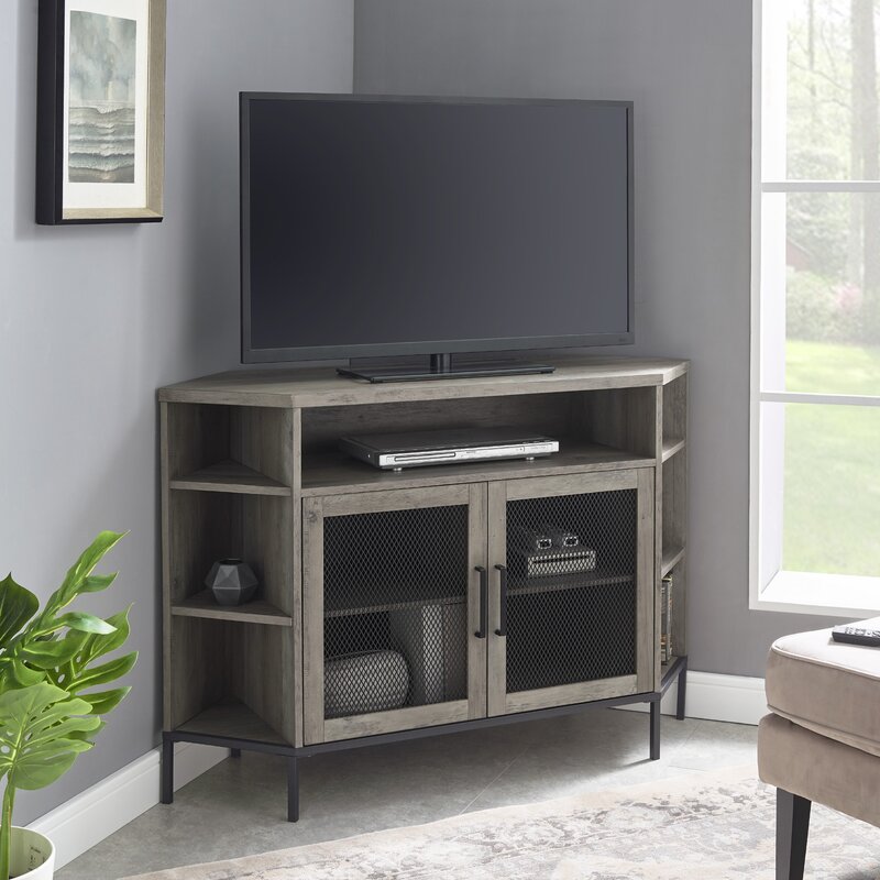 corner tv stand with fireplace