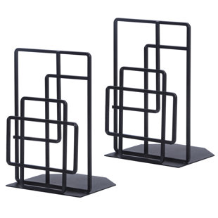 RooLee Bookends Set of 2 for Office Library or Home Black