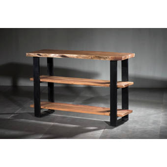 Union Rustic Navya Live Edge Wooden 3 Shelf Console Table Reviews Wayfair