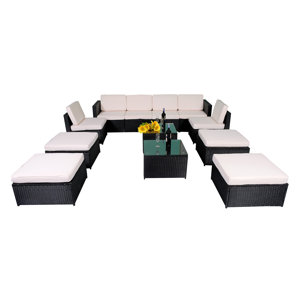 Pullman Wicker Patio 12 Piece Sectional Set with Cushion