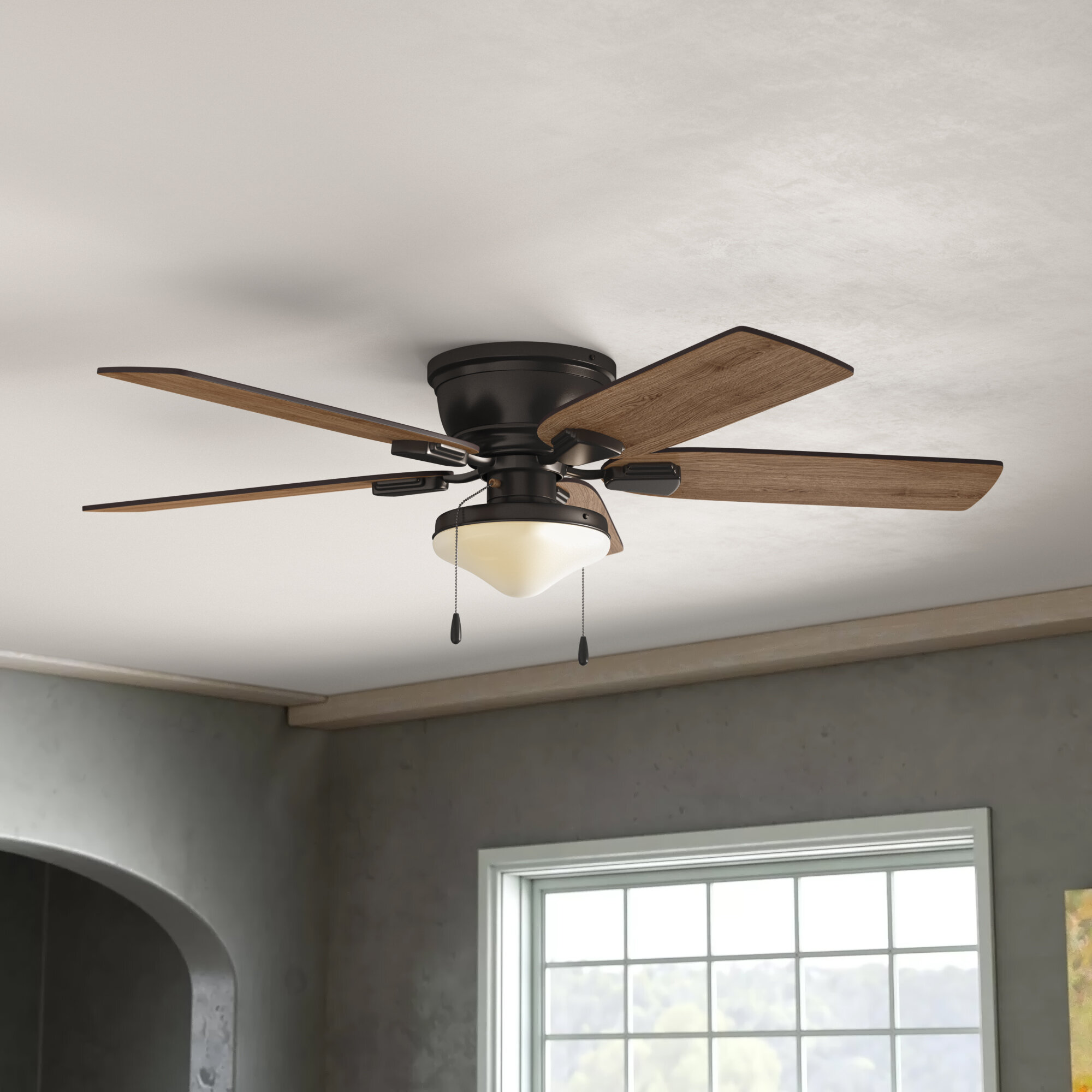 flush mount 52 ceiling fan with light