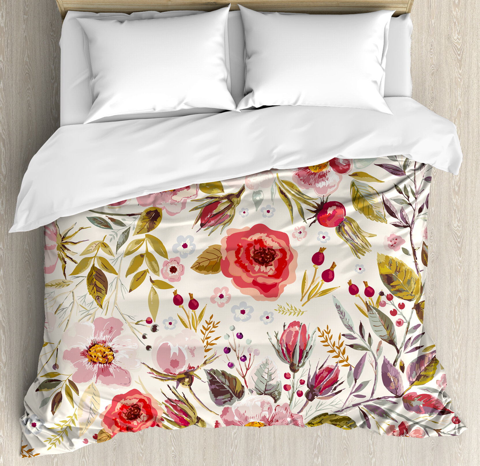 East Urban Home Hand Drawn Watercolor Style Flowers Roses Blooms