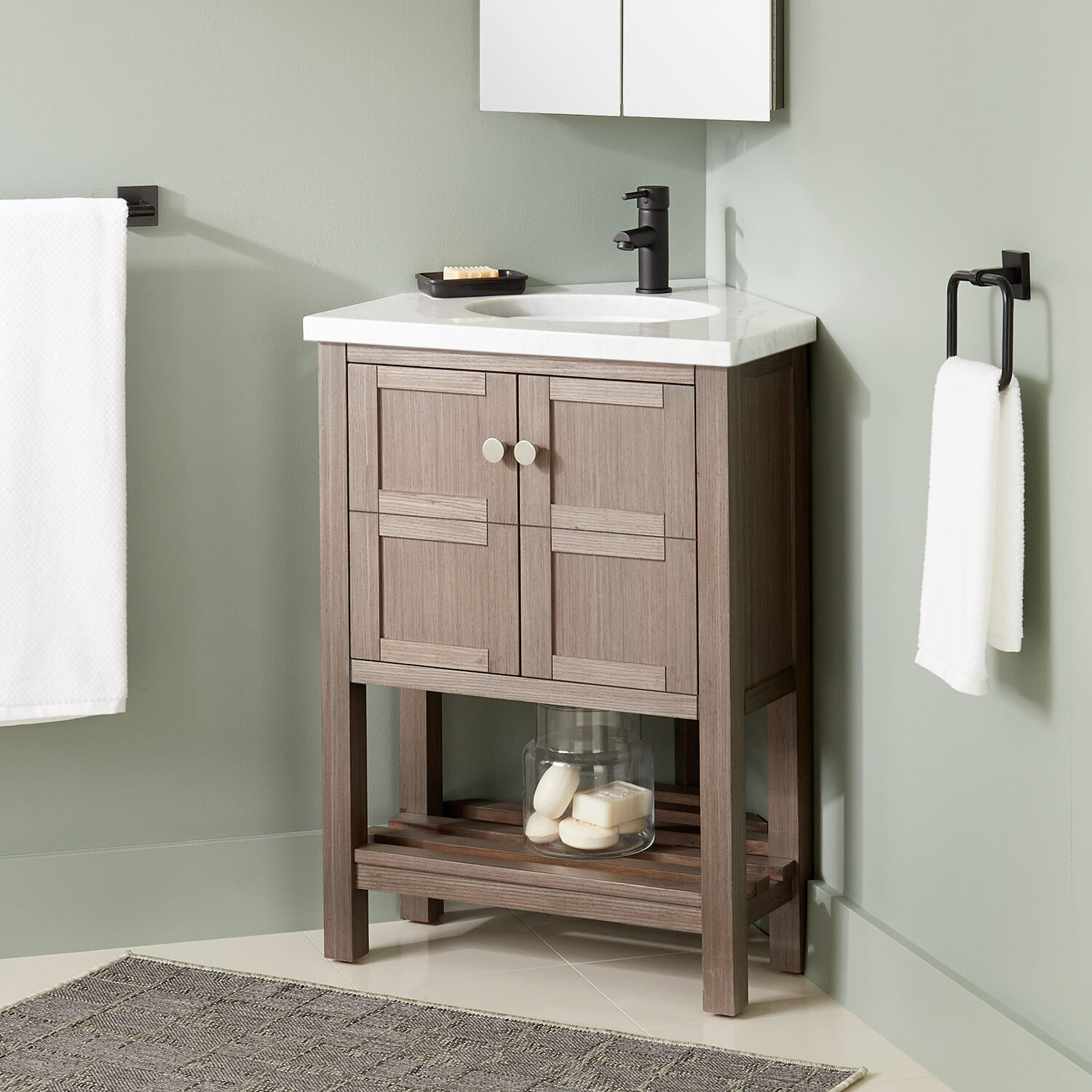 Signature Hardware Olsen Corner 25 Single Bathroom Vanity Set