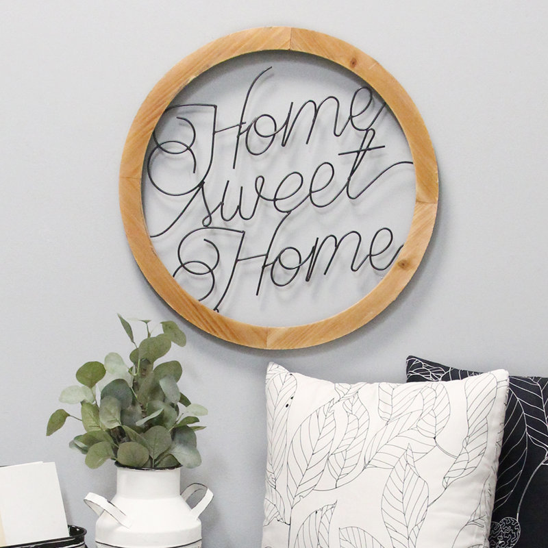 Gracie Oaks Wood And Metal Home Sweet Script Wall Décor Reviews Wayfair