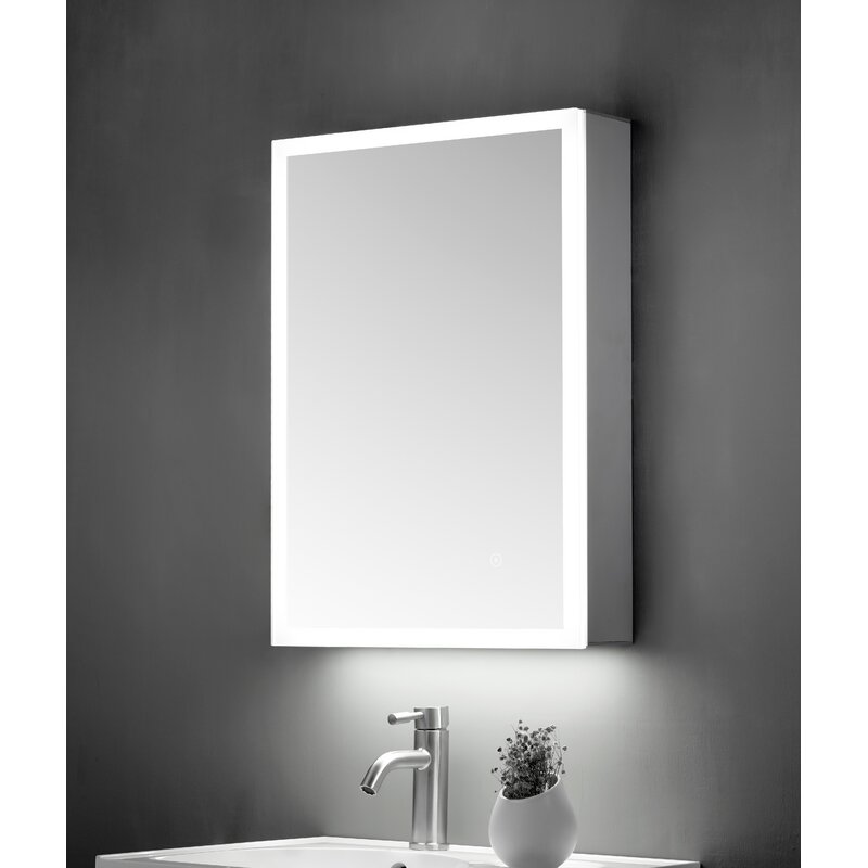 Belfry Bathroom Critchlow 50cm X 70cm Wall Mounted Mirror Cabinet With Led Lighting Reviews Wayfair Co Uk