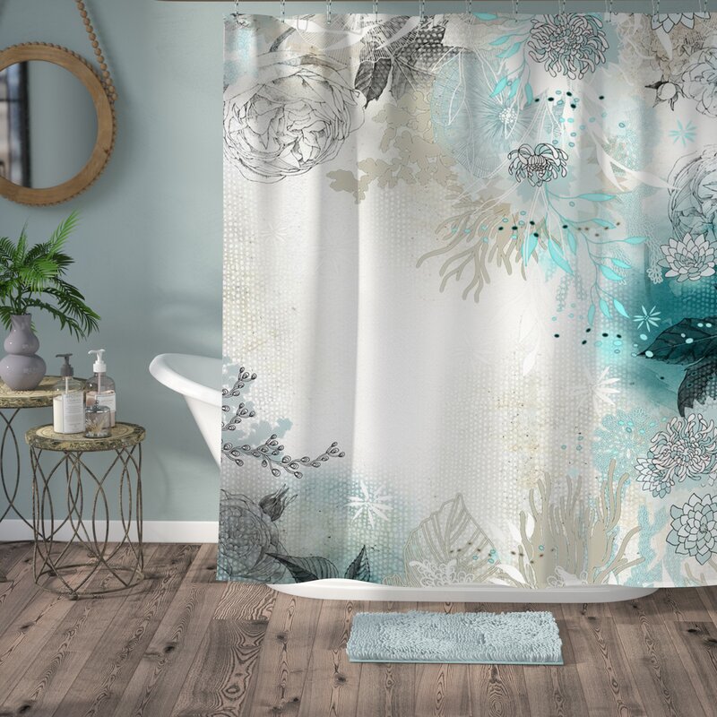 blue grey shower curtain