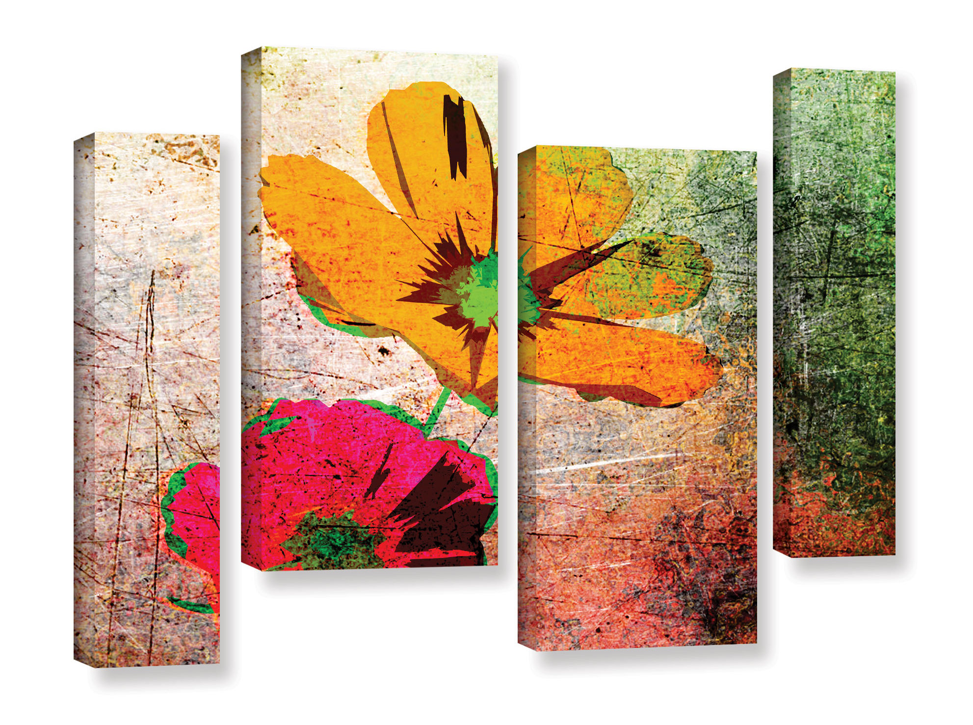 Red Barrel Studio Yellow Pop 4 Piece Graphic Art On Wrapped Canvas Set