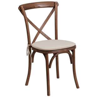 Magpie Early American Cross Back Solid Wood Dining Chair With Cushion by Gracie Oaks Fresh
