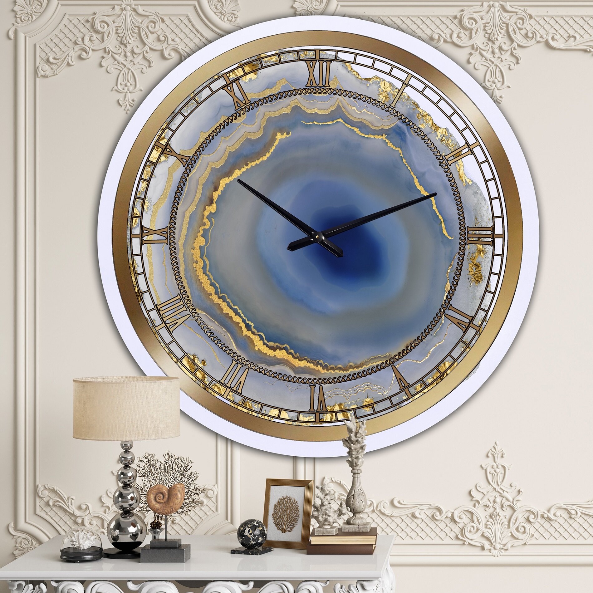 East Urban Home Water Agate Fashion Wall Clock Reviews Wayfair