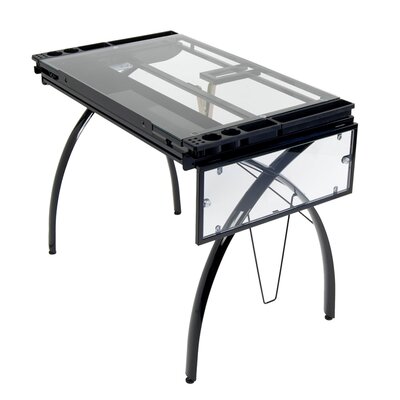 Futura Glass Drafting Table Offex Frame Finish Black Desk Finish Clear
