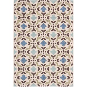 Elvire Cream/Aqua Indoor/Outdoor Area Rug