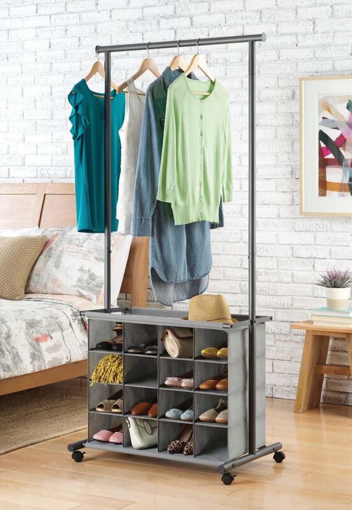 clothes rack with shoe rack