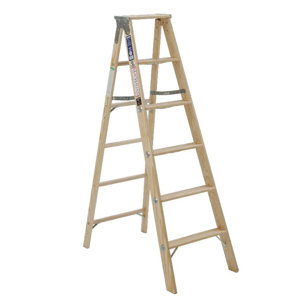 5.08 ft Wood Step Ladder with 250 lb. Load Capacity