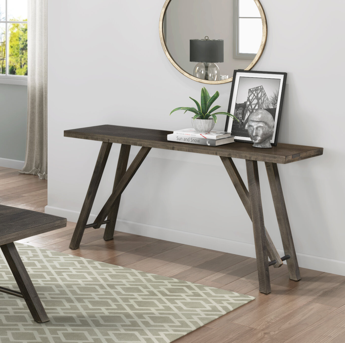 gracie oaks solid wood console table