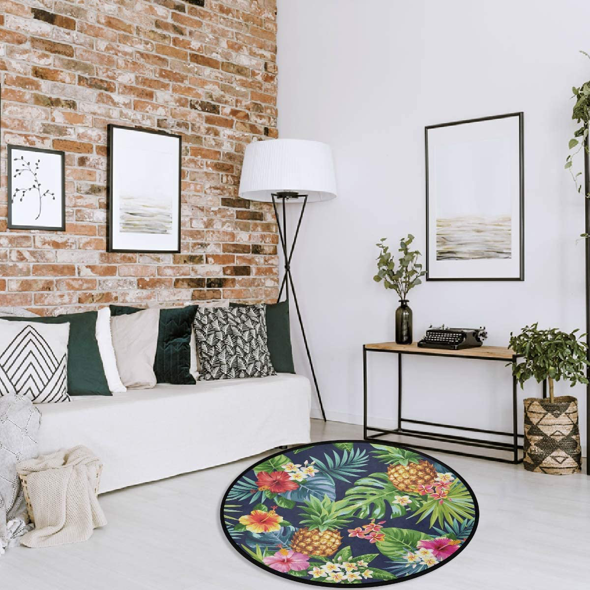 Pineapple Home Decor Rugs Yoga Area Rug Bedroom Carpet Kids Play Round Floor Mat 