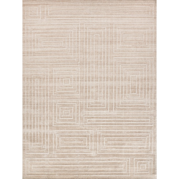 Exquisite Rugs Castelli Geometric Handmade Bamboo Slat Cotton Silk Light Beige Area Rug Wayfair