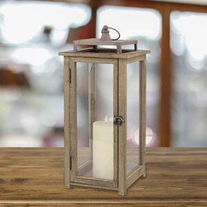 Rustic Wooden Hurricane Candle Lantern