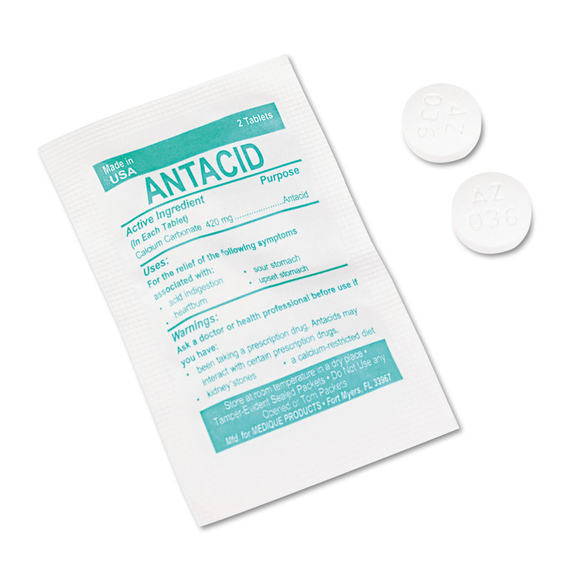 Antacid Tablets, Two Tablets per Packet, 50 Packets per Box