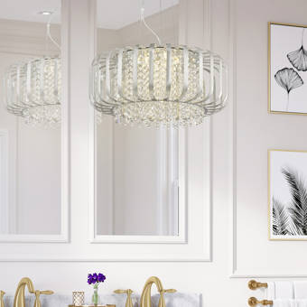 Orren Ellis Manneville 12 Light Shaded Tiered Led Chandelier Wayfair