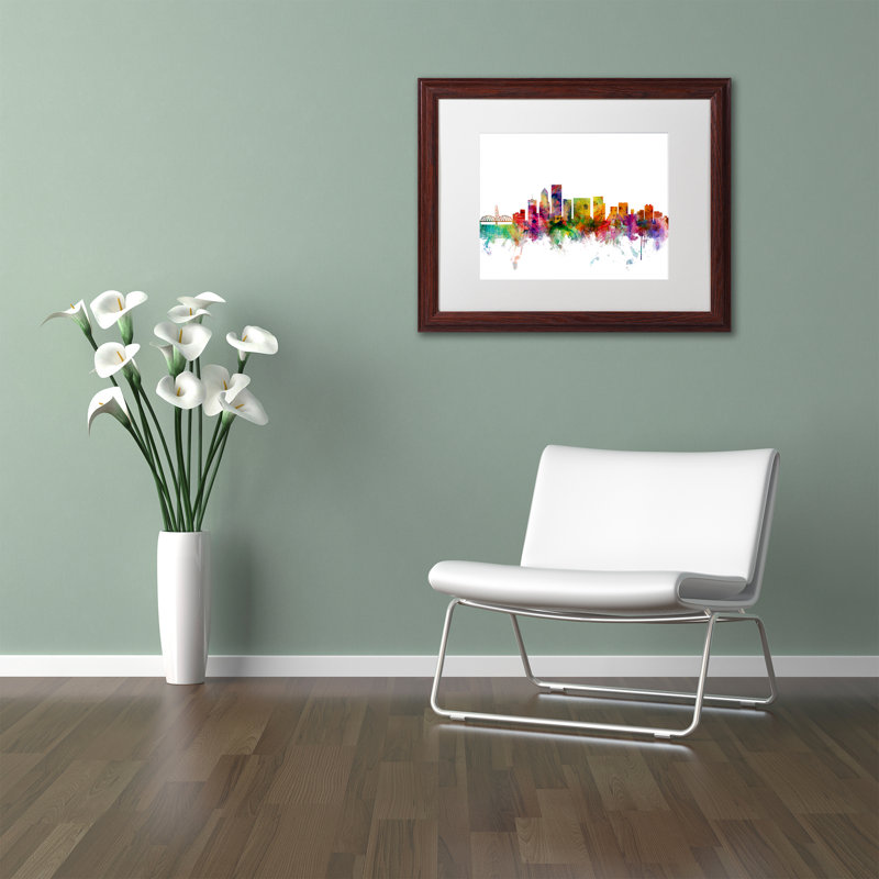 Ivy Bronx Portland Oregon Skyline Rectangle Framed Painting