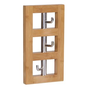 Bamboo Vertical 3-Hook Wall Coat Rack