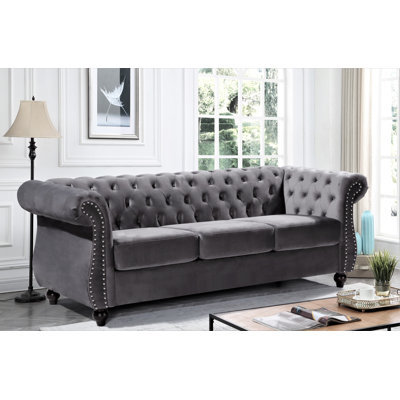 House of Hampton® Felder 82.6'' Velvet Rolled Arm Sofa & Reviews | Wayfair