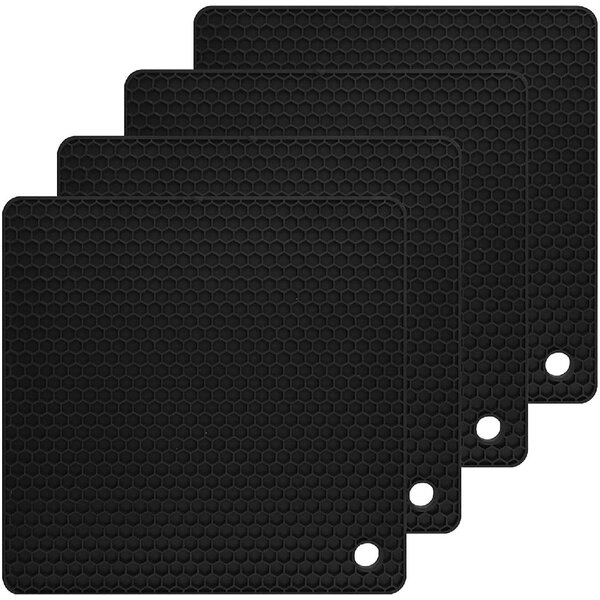 Non-Slip & Heat Resistant Silicone Mats for Kitchen Counter 4 Pack Silicone Trivets for Hot Pots and Pans Beige Jar Opener and Coasters Pot Holders Hot Pads Soft Durable Drying Mat