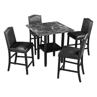 Red Barrel Studio Visby 5 Piece Counter Height Solid Wood Dining Set Wayfair