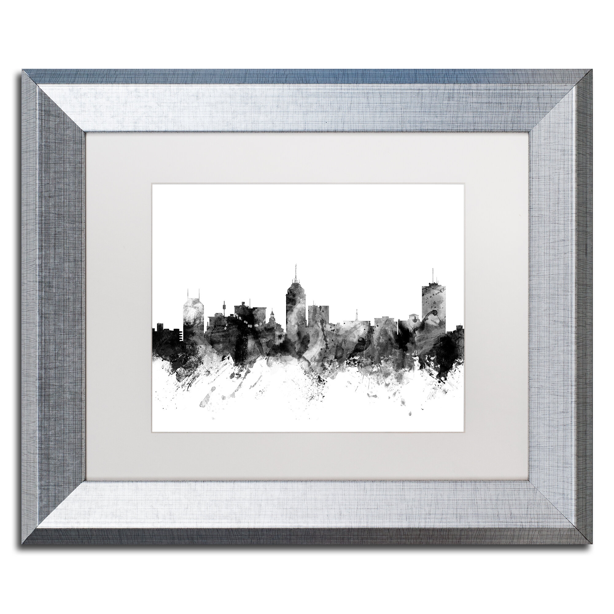 Trademark Art 'Fresno California Skyline B&W' Framed Graphic Art on