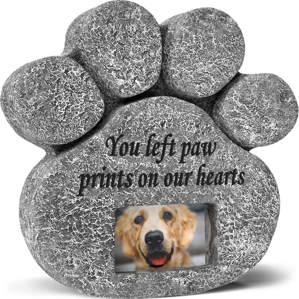 Pet Loss Paw Prints on Our Hearts in Memory of Loss of Dog or Cat Memorial Garden or Porch Remembering Animal After Loss Outdoor Rustic 