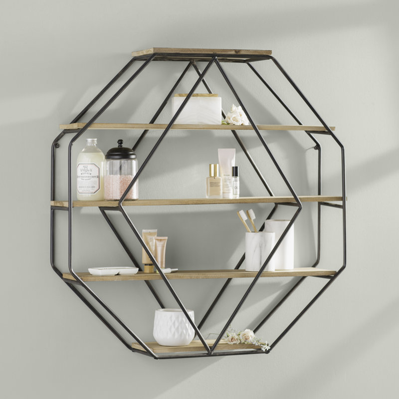 Birch Lane Kennesaw 5 Piece Hexagon Solid Wood Floating Shelf Reviews Wayfair